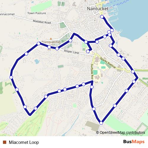 Miacomet Loop bus Line Map