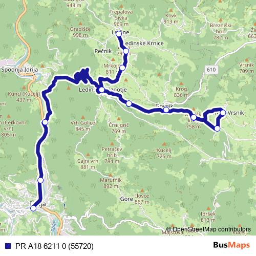 PR A18 6211 0 (55720) bus Line Map