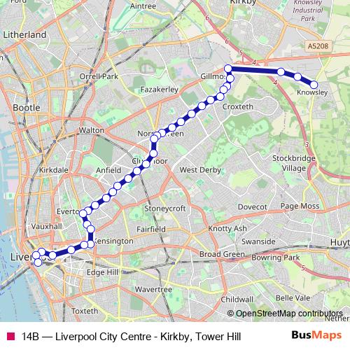 14B bus Line Map
