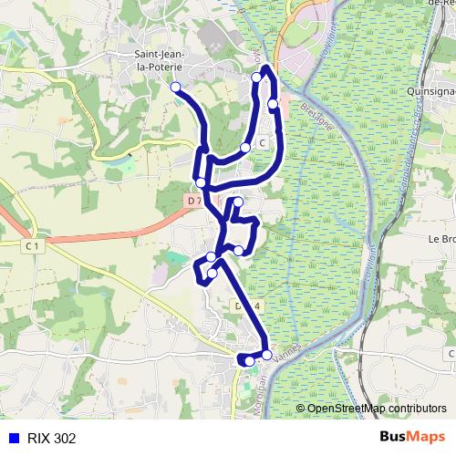 RIX 302 bus Line Map