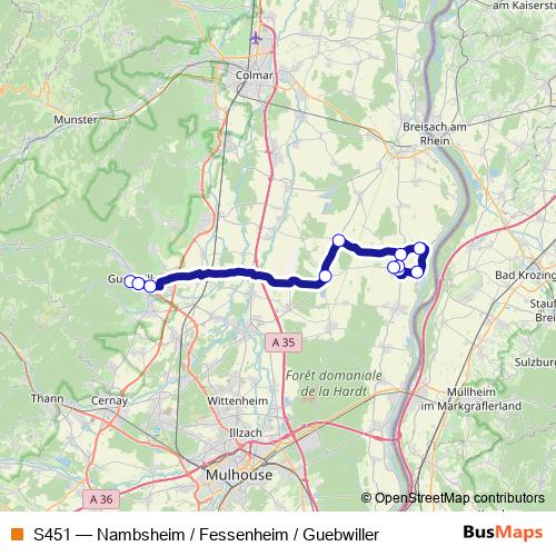 S451 bus Line Map