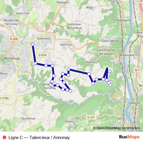 Ligne C bus Line Map