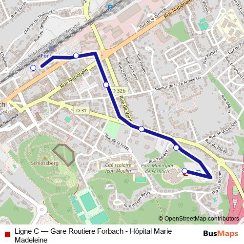 Ligne C bus Line Map