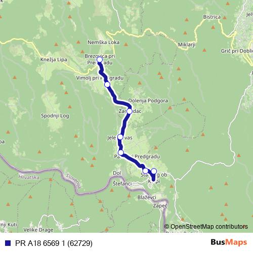 PR A18 6569 1 (62729) bus Line Map