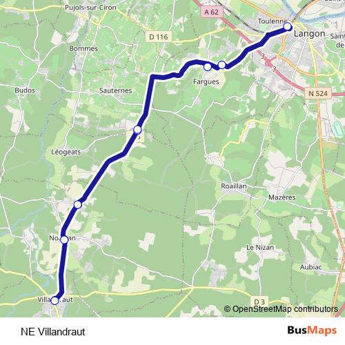 NE Villandraut bus Line Map