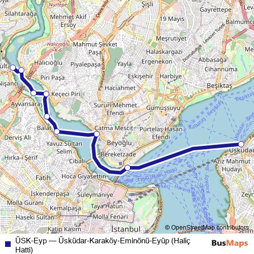ÜSK-Eyp ferry Line Map