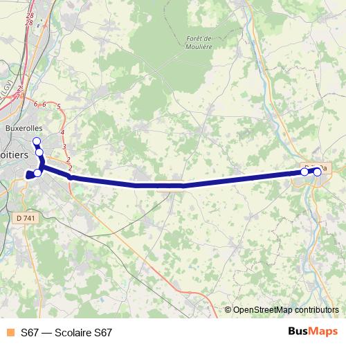 S67 bus Line Map