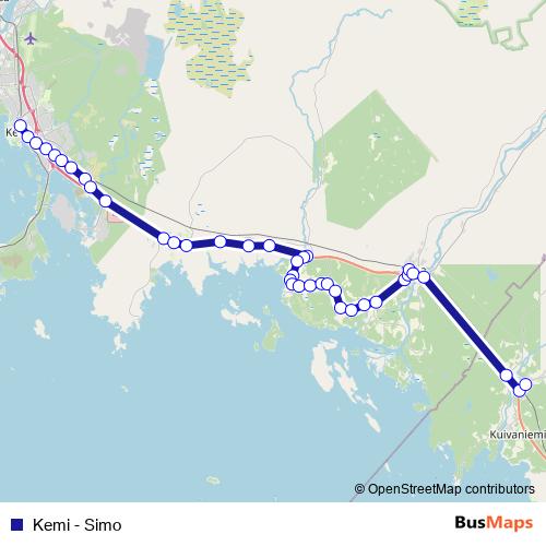 Kemi - Simo bus Line Map