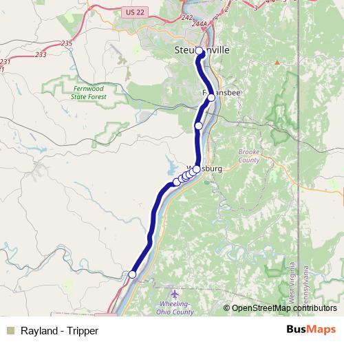 Rayland - Tripper bus Line Map