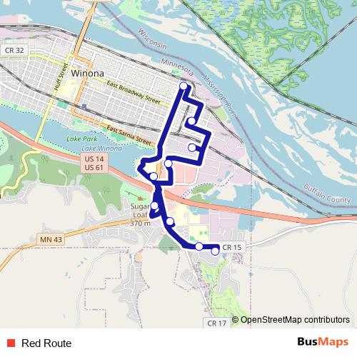 Red Route bus Line Map