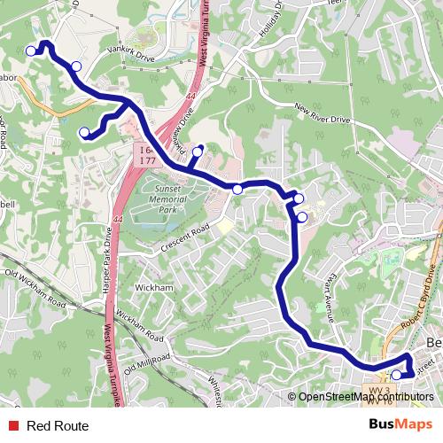 Red Route bus Line Map