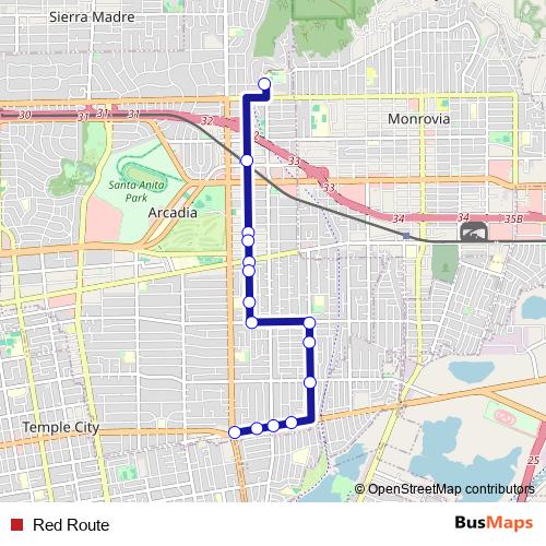 Red Route bus Line Map