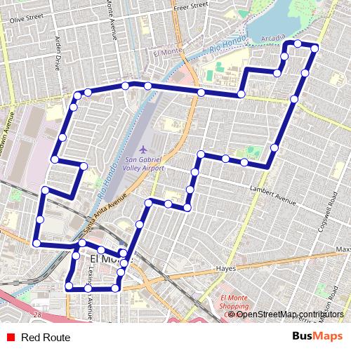 Red Route bus Line Map