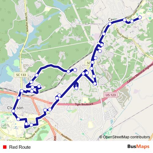 Red Route bus Line Map