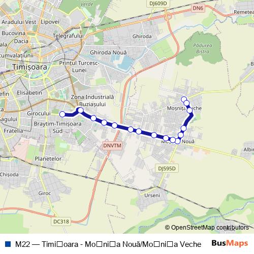 M22 bus Line Map