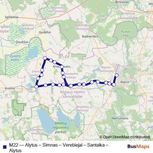 M22 bus Line Map