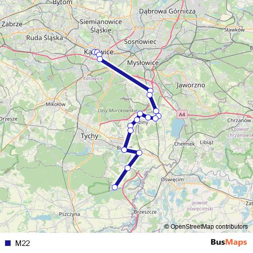 M22 bus Line Map