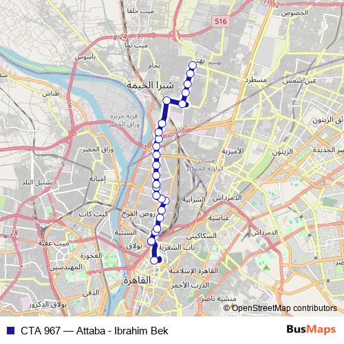 CTA 967 bus Line Map