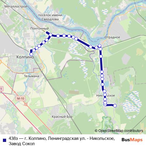 438з bus Line Map
