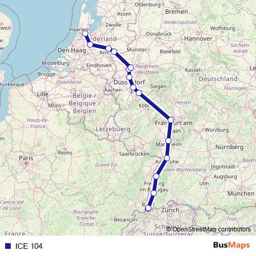 ICE 104 rail Line Map