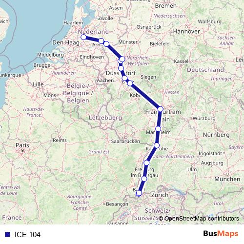 ICE 104 rail Line Map