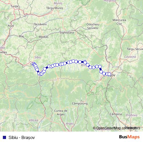 Sibiu - Braşov rail Line Map