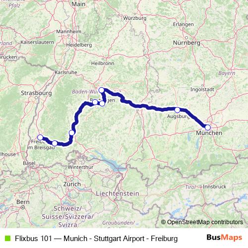 Flixbus 101 bus Line Map