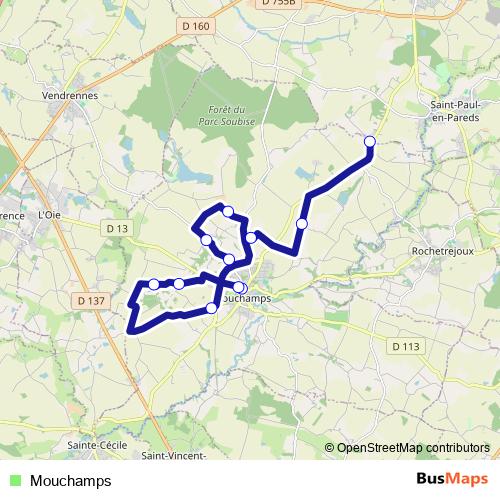 Mouchamps bus Line Map