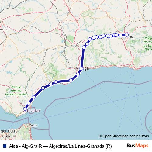 Alsa - Alg-Gra R bus Line Map