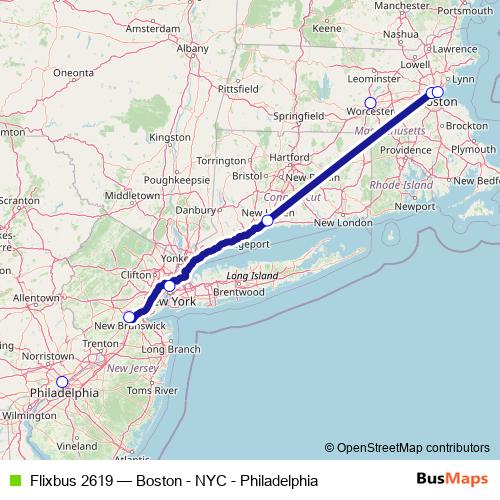 Flixbus 2619 bus Line Map