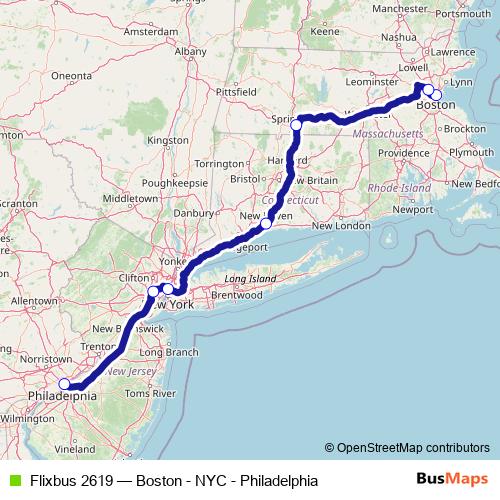 Flixbus 2619 bus Line Map