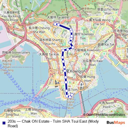 203s bus Line Map