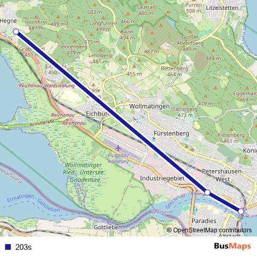 203s bus Line Map