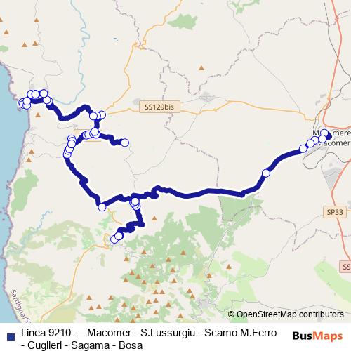 Linea 9210 bus Line Map