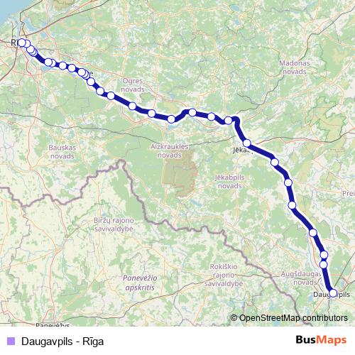 Daugavpils - Rīga rail Line Map