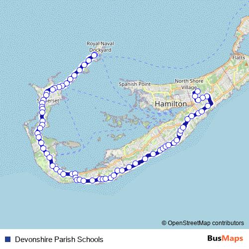 Devonshire Parish Schools bus Line Map