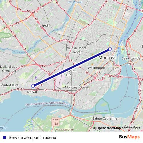 Service aéroport Trudeau bus Line Map