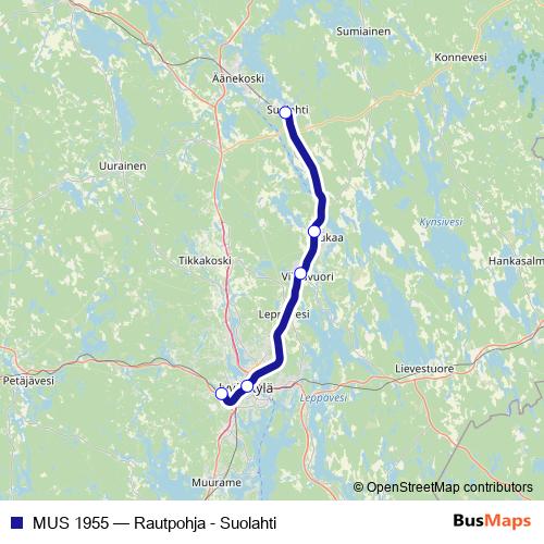 MUS 1955 rail Line Map