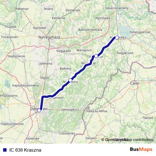 IC 638 Kraszna rail Line Map