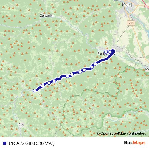PR A22 6180 5 (62797) bus Line Map