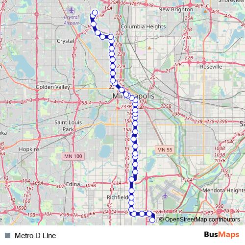 Metro D Line bus Line Map