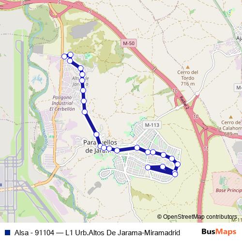 Alsa - 91104 bus Line Map