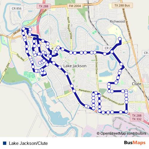 Lake Jackson/Clute bus Line Map