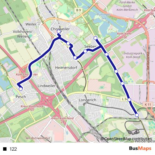122 bus Line Map