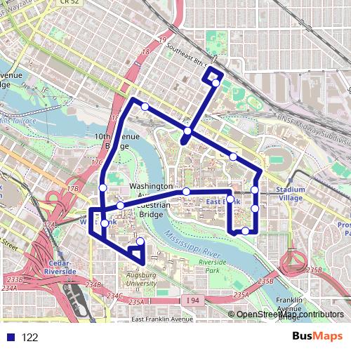 122 bus Line Map