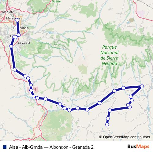 Alsa - Alb-Grnda bus Line Map