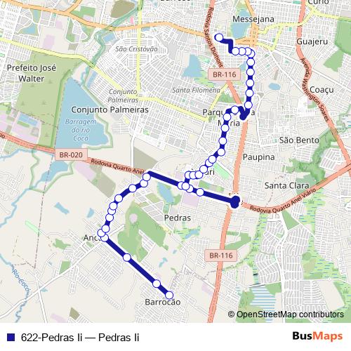 622-Pedras Ii bus Line Map