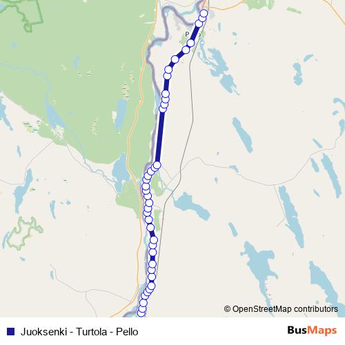 Juoksenki - Turtola - Pello bus Line Map