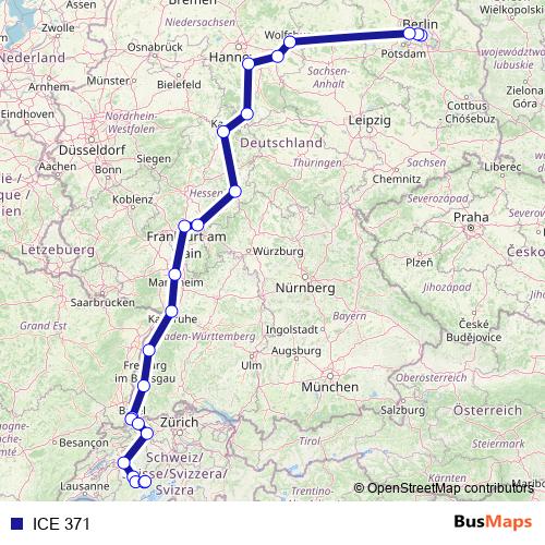 ICE 371 rail Line Map