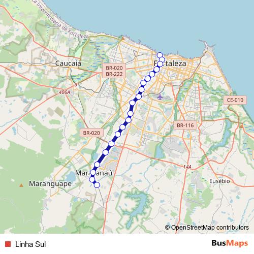 Linha Sul metro Line Map
